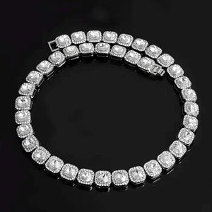 Unisex Icy Square Rhinestone Necklace